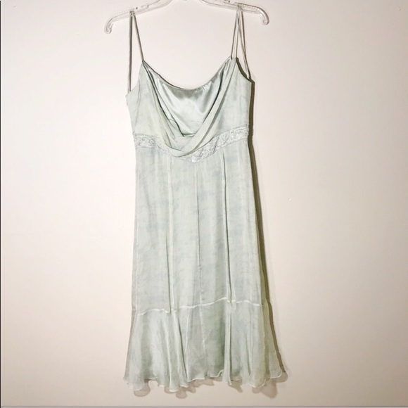 Badgley Mischka EUC Blue & Green Slip DressSz 4